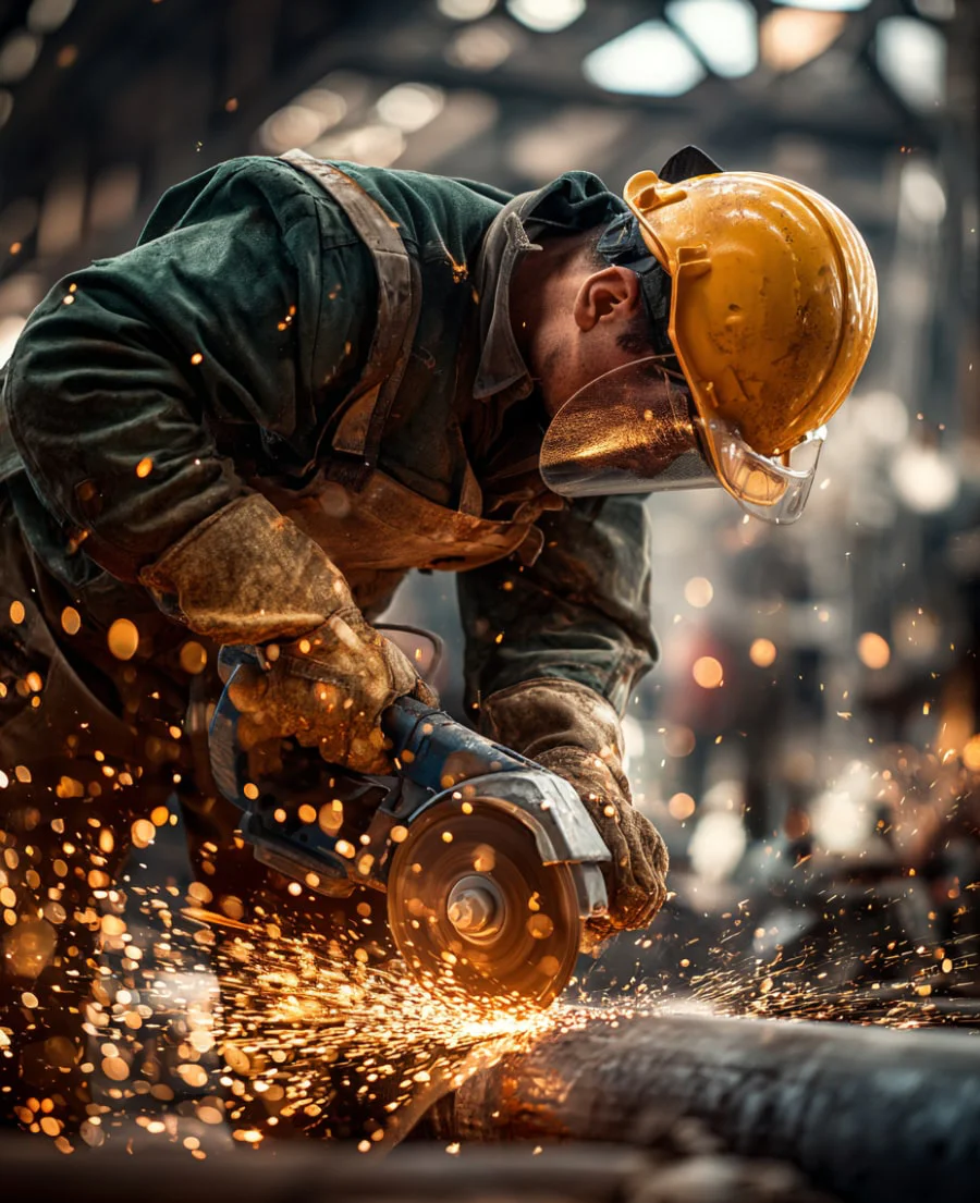 Working with a grinder